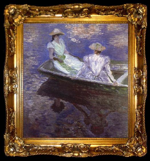 framed  Claude Monet Young Girls in the Rowing Boat, ta009-2